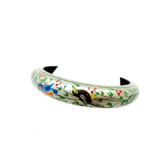 Vintage Hand Painted Wood Bangle Bracelets, Set of 5 - Picture 6 of 10